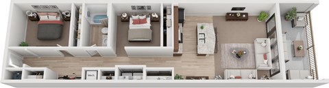 Floor plan for 2 beds, 1 bath, 1190 sqft